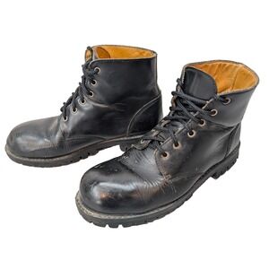 Vintage Chopper Women's‎ Leather Boots 8.5 EU42 Black Lace Up Motorcycle Chunky